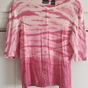 New York & Company Pink Tie-Dye Women's Top